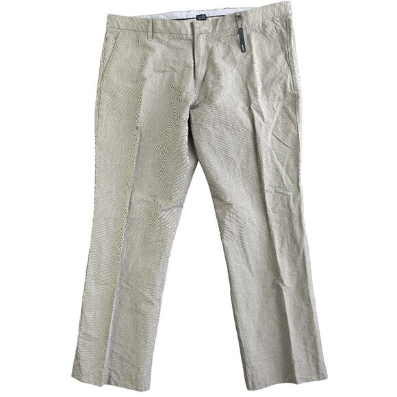 GAP Khakis Tailored Fit Straight Leg Pinstripe Pants 44x32 Gray Linen Blend - Picture 1 of 12